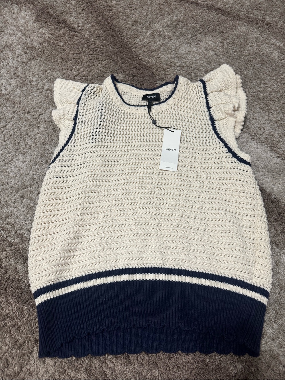 ME+EM  organic cotton lace stitch frill vest